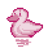 a pixel art of a pink duck with a white background