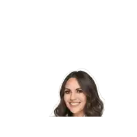 a woman in a white shirt with her arms crossed is smiling
