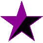 a purple and black star on a white background