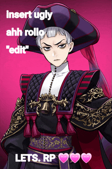 a picture of a man with the words insert ugly ahh rollo edit and lets rp below him