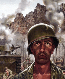 a painting of a soldier with a helmet on