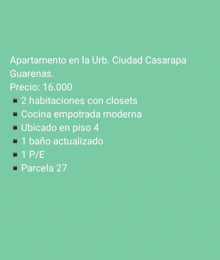 a green background with the words apartamento en la urb. ciudad casarapa