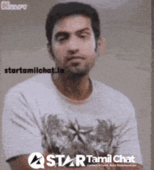 a star tamil chat advertisement with a man 's face