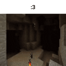 a picture of a cave in minecraft with the number 3 on the bottom .