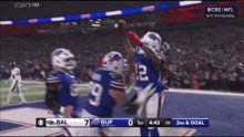 a football game is being shown on cbs and bal is 7 to 7
