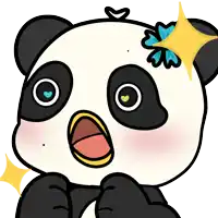 a cartoon panda bear with a flower in its hair