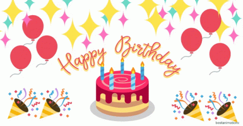 Happy Birthday Cake Sticker - Happy Birthday Cake Balloons - Discover &  Share GIFs