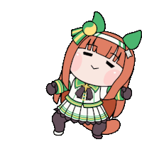 a cartoon drawing of a girl with long hair and green ears .