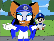 a cartoon character with the letter s on their hat