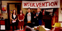 How I Met Your Mother Intervention - Intervention GIF - Intervention Cobie Smulders Alyson Hannigan GIFs