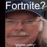 a close up of a man 's face with the words fortnite written on it
