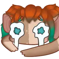 a cartoon drawing of a person with tears running down their eyes