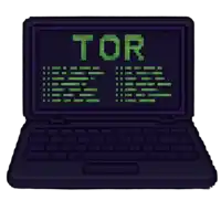 a laptop with the word tor written on the screen