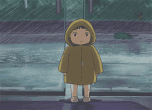 anime rain scenery gif