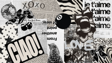 a black and white collage with the word ciao on the bottom right