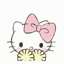 hello kitty is holding two cheerleader pom poms in her hands .