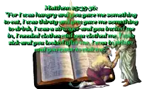 a picture of a man kneeling in front of an open bible with a quote from matthew