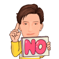 a cartoon of a man holding a sign that says " no "