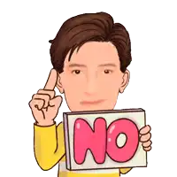 a cartoon of a man holding a sign that says " no "