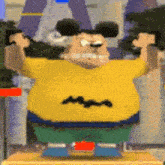 a cartoon character with mickey mouse ears lifting dumbbells