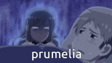 a cartoon of a girl and a boy with the word prunelia in the corner