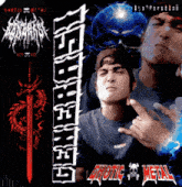 a poster for erotic metal shows a man making a peace sign