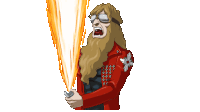 a cartoon of a man with a beard wearing a red jacket