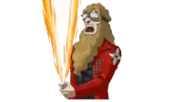 a cartoon of a man with a beard wearing a red jacket