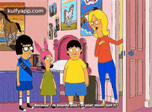 a cartoon of bob 's burgers characters talking to each other