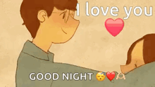 a cartoon of a man holding a woman in his arms with the words `` i love you '' .