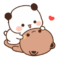 a panda bear is hugging a brown bear .