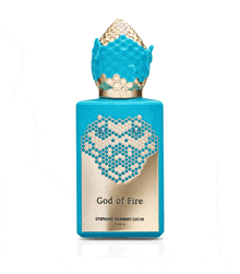 a bottle of stephane humbert lucas god of fire perfume