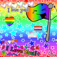 a picture of a rainbow flag that says i love you on it