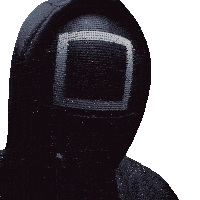 a person wearing a mask with a square on it