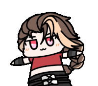 a cartoon of a girl with braided hair and a red shirt