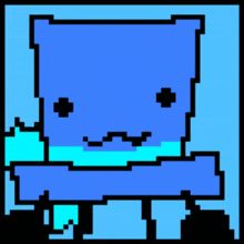 a pixel art drawing of a person with a pink tongue sticking out of their mouth