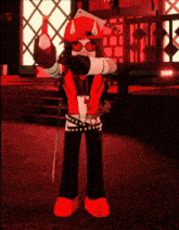 a cartoon character is holding a bottle of alcohol and a sword