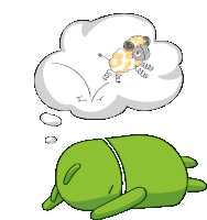 a pixel art drawing of an android sleeping with a sheep in a thought bubble above him