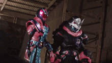 a cartoon character with a belt that says ' r ' on it is fighting another character