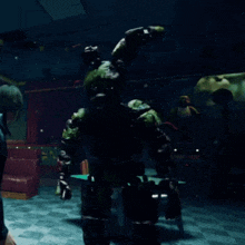 a video game character that looks like a bunny rabbit is standing in a dark room