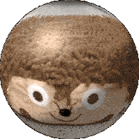 a close up of a cartoon hedgehog 's face on a ball