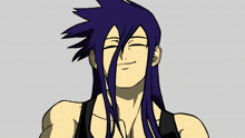 a cartoon drawing of a man with purple hair