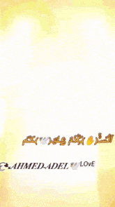 a man wearing sunglasses and a shirt that says " ahmed-adel love "