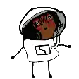 a pixel art drawing of a person wearing a hoodie and a hat .