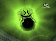 a cartoon network logo is displayed on a green watch