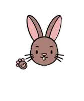 a cartoon rabbit with a paw and a heart on it 's nose .