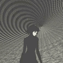 a person is standing in the middle of a swirling tunnel .