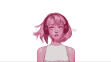a drawing of a girl wearing headphones and a shirt that says momentum