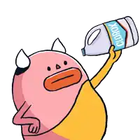 a cartoon character is crying and holding a clorox bottle