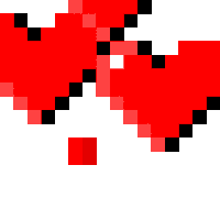 a pixel art of a red heart with black lines on a white background .